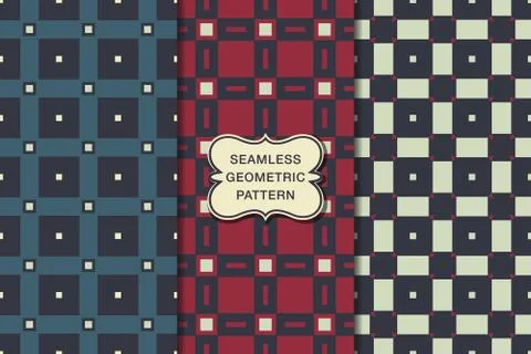 Seamless geometric pattern set Stock Illustration