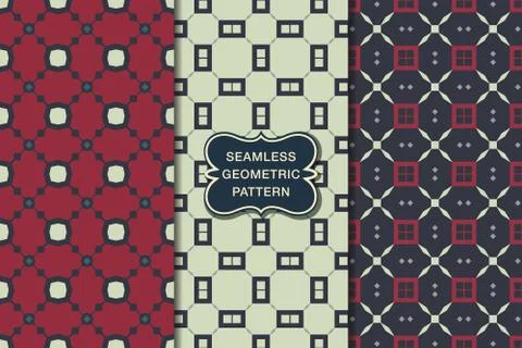 Seamless geometric pattern set Stock Illustration