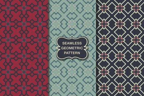 Seamless geometric pattern set Stock Illustration