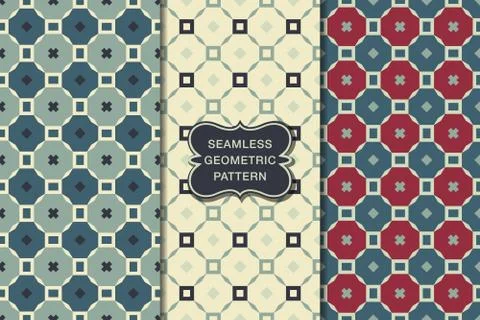 Seamless geometric pattern set Stock Illustration