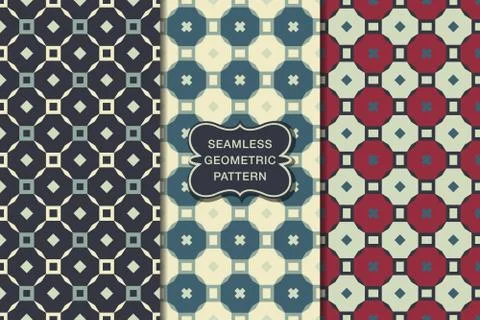 Seamless geometric pattern set Stock Illustration