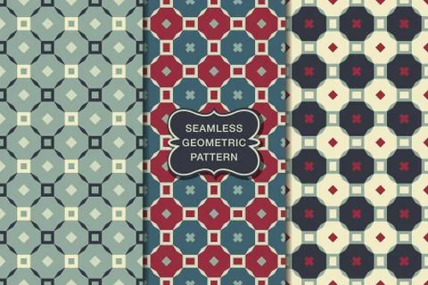 Seamless geometric pattern set Stock Illustration