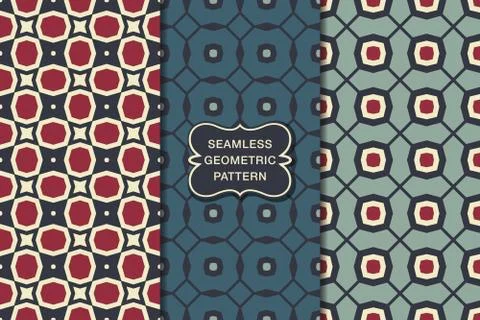 Seamless geometric pattern set Stock Illustration