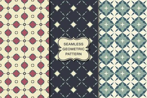 Seamless geometric pattern set Stock Illustration