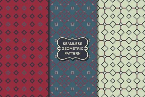 Seamless geometric pattern set Stock Illustration