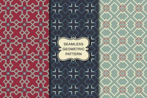 Seamless geometric pattern set Stock Illustration