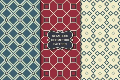 Seamless geometric pattern set Stock Illustration