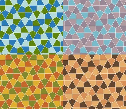 Seamless geometric pattern set simple flat vector illustration. Lined geometr Stock Illustration