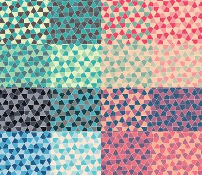 Seamless geometric pattern set simple flat vector illustration. Lined geometr Stock Illustration