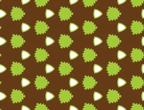 Seamless geometric pattern. Shaped green leaves, triangles on brown backgroun Stock Illustration