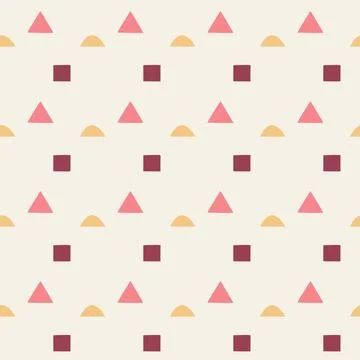 Seamless geometric pattern with simple colorful shapes in minimal Scandinav.. Stock Illustration