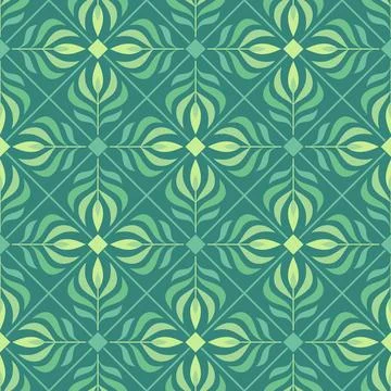 Seamless geometric pattern with simple floral shape Stock Illustration