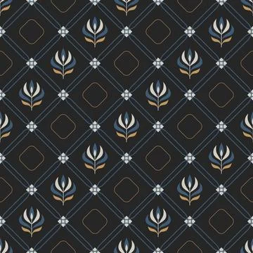 Seamless geometric pattern with simple floral shapes Illustrazione stock