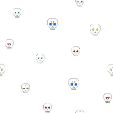 Seamless geometric pattern with skull Stock Illustration