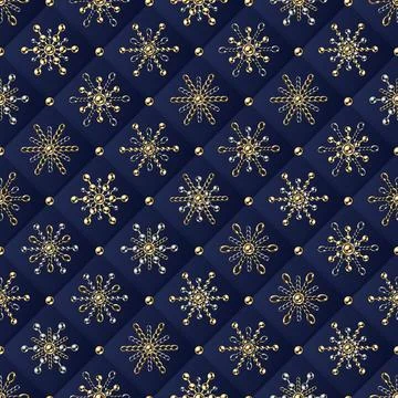 Seamless geometric pattern with small snowflakes of jewelry gold, silver chai Illustrazione stock