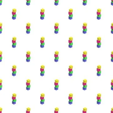Seamless geometric pattern stacking colorful isometric cubes Stock Illustration