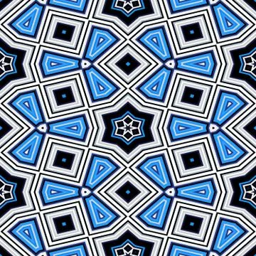 Seamless geometric pattern with stars in blue Stock Illustration