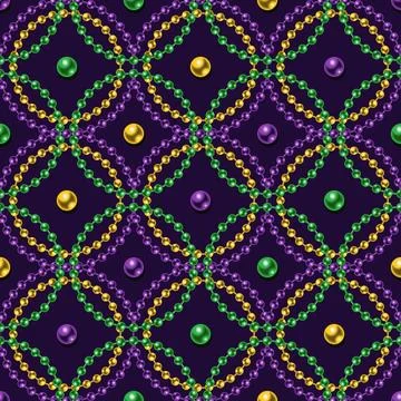 Seamless geometric pattern with strings of beads Stock Illustration