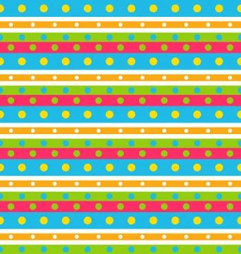 Seamless Geometric Pattern with Stripes and Circles Stock Illustration