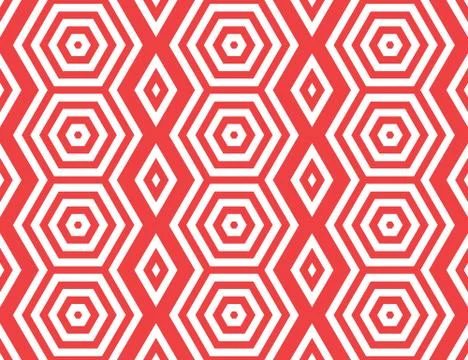 Seamless geometric pattern, texture or background vector in red, white colors Stock Illustration