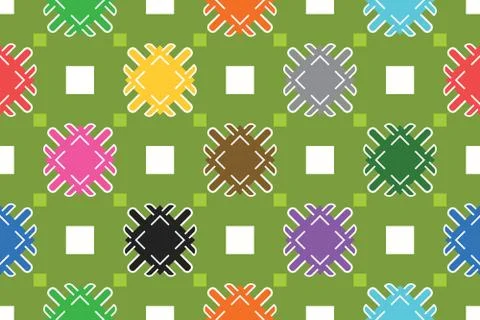 Seamless geometric pattern, texture or background vector in green, blue, red, Stock Illustration