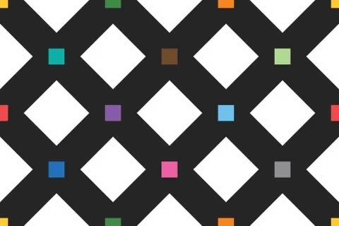 Seamless geometric pattern, texture or background vector in black, white, squ Stock Illustration