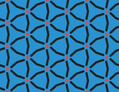 Seamless geometric pattern, texture or background vector in blue, red, black  Stock Illustration
