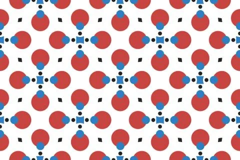 Seamless geometric pattern, texture or background vector in white, red, blue, Stock Illustration