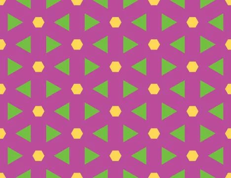 Seamless geometric pattern, texture or background vector in violet, yellow, g Stock Illustration