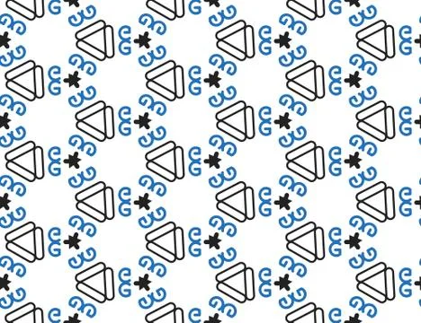 Seamless geometric pattern, texture or background vector in blue, black color Stock Illustration