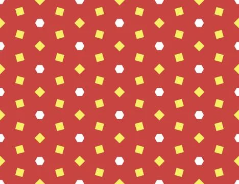 Seamless geometric pattern, texture or background vector in red, yellow, whit Stock Illustration