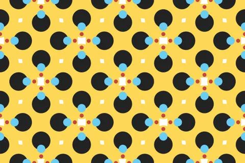 Seamless geometric pattern, texture or background vector in yellow, black, bl Stock Illustration