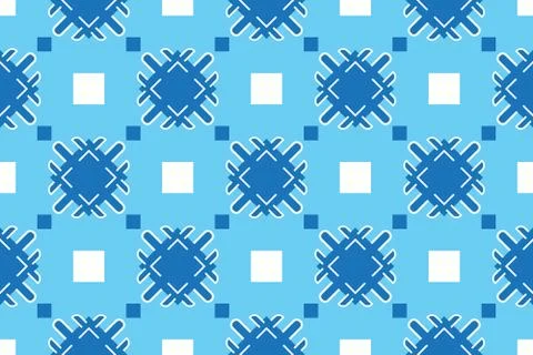 Seamless geometric pattern, texture or background vector in blue, white color Stock Illustration