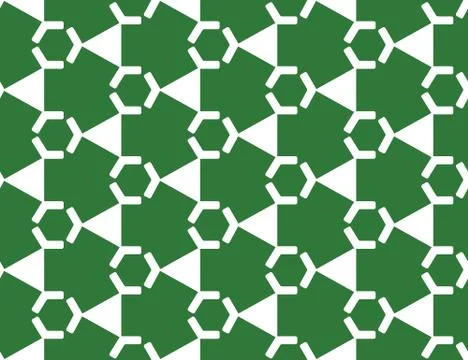 Seamless geometric pattern, texture or background vector in green, white colo Illustrazione stock