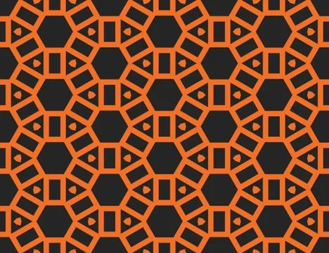 Seamless geometric pattern, texture or background vector in orange, black col Illustrazione stock