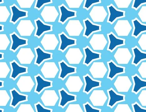 Seamless geometric pattern, texture or background vector in blue, white color Stock Illustration