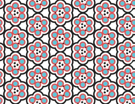 Seamless geometric pattern, texture or background vector in red, blue, white, Stock Illustration
