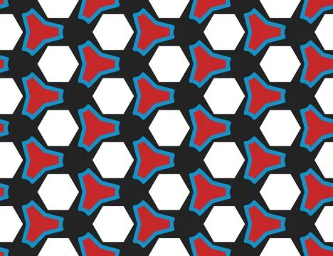 Seamless geometric pattern, texture or background vector in red, blue, white, Stock Illustration