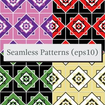 Seamless geometric pattern texture set Stock Illustration