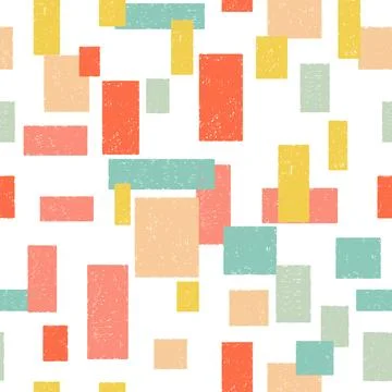 Seamless Geometric Pattern with Textured Squares and Rectangles  Abstract Col 库存插图