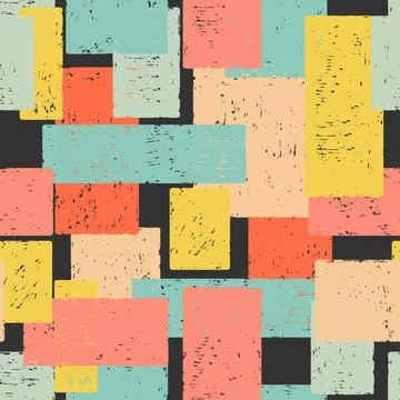 Seamless Geometric Pattern with Textured Squares and Rectangles  Abstract Col Stockillustratie