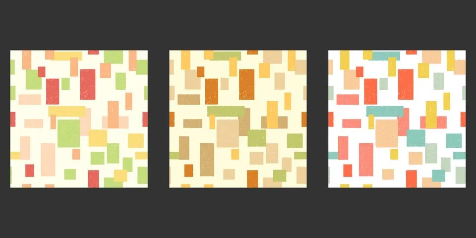 Seamless Geometric Pattern with Textured Squares and Rectangles  Abstract Col 스톡 일러스트