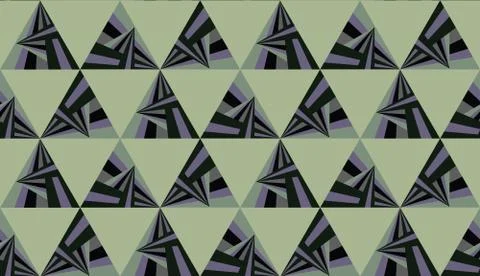 Seamless geometric pattern of triangles gray green purple Stock Illustration