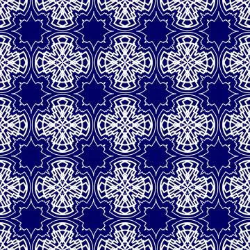 Seamless Geometric Pattern From Triangles. White Pattern On A Dark Blue Backg 스톡 일러스트