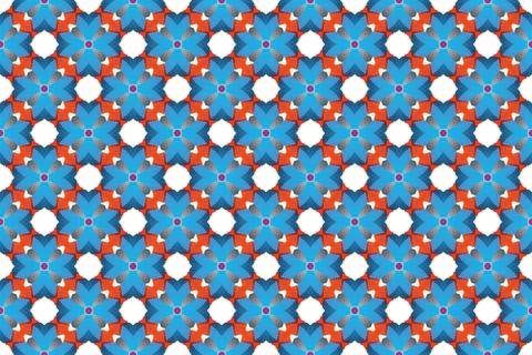 Seamless geometric pattern. Used gradient, in blue, red, white color. Stock Illustration