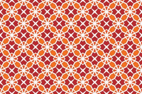 Seamless geometric pattern. Used gradient, in orange, red, white colors. Stock Illustration