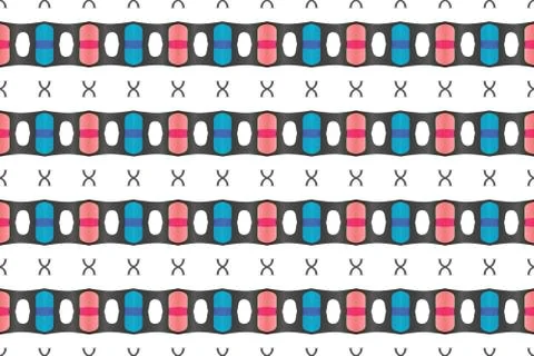 Seamless geometric pattern. Used gradient, in red, blue, black colors on whit 스톡 일러스트