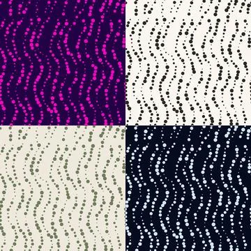 Seamless geometric pattern vector set with wavy dots in four different colo.. Stock Illustration