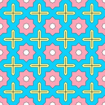 Seamless geometric pattern with vibrant colors, perfect for backgrounds and Stock Photos
