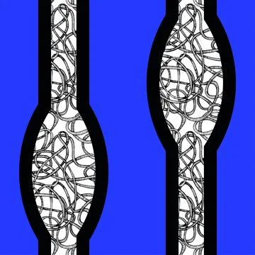 Seamless geometric pattern white with black graphics blue background Stock Illustration